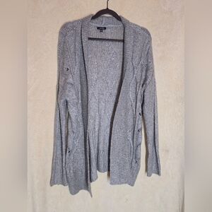 Apt 9 Cable Knit Open Front Cardigan Sweater Women's M Grey Cozy Lounge Relaxed